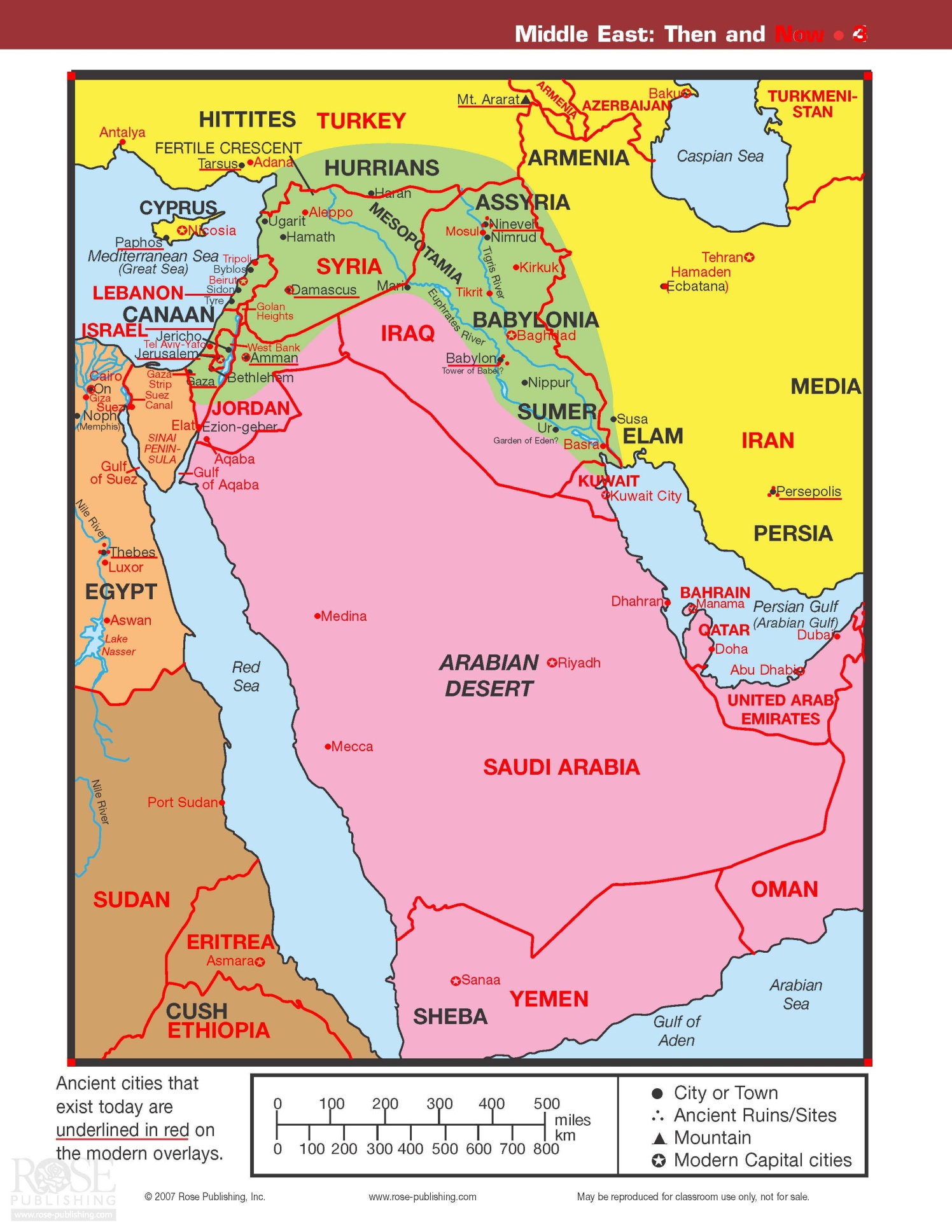 Middle East Then and Now map